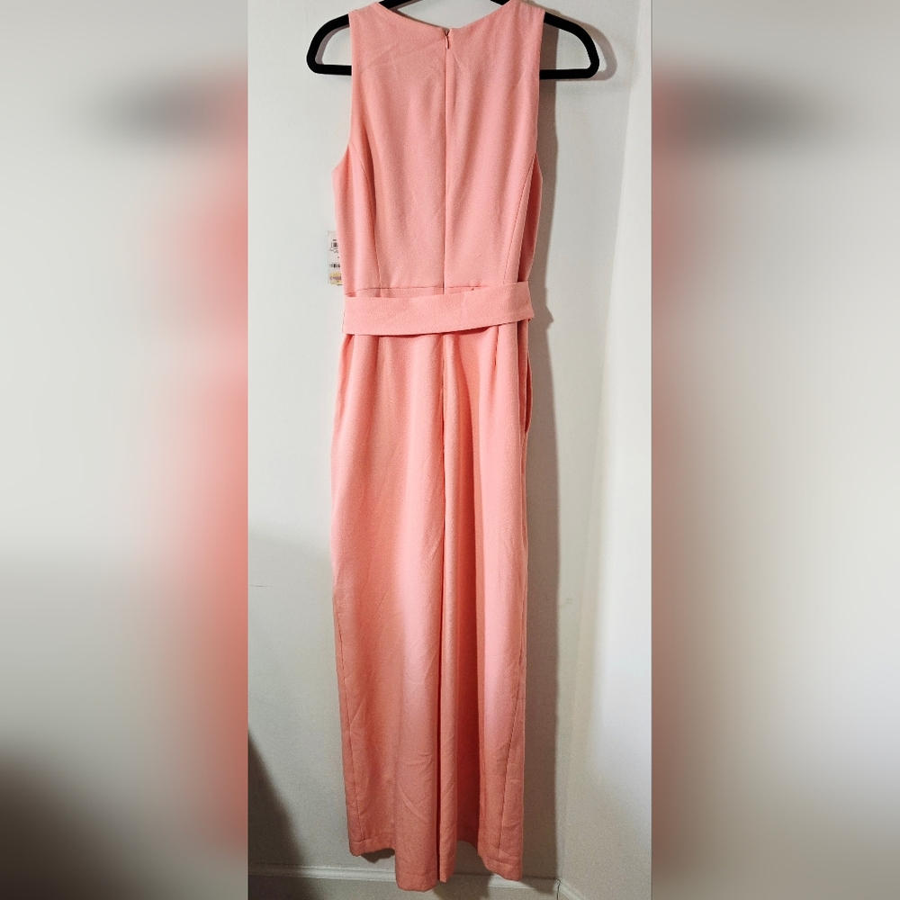 INC International Concepts Coral Jumpsuit with Tie Belt, Pockets, NWT, Size 4 - Picture 3 of 5